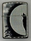Howling Wolf Carved Moon Design Black Ice Armor Zippo New 49353