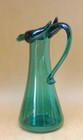 Antique Hand Blown Pitcher Figural Bird Applied Head Wings Handle Emerald Green