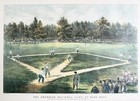 Vintage Framed Currier   Ives Game Of Baseball Lithograph Elysian Fields Hoboken