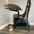 Antique Vintage Industrial D  cor Art Drafting Childs School House Furniture Desk