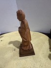 Vintage Chinese Carved Wood Oriental Wise Woman Figurine Ornament 6    On Pedestal