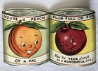 Anthropomorphic Fruit Can Vintage Birthday Card Pear Tomato Peach Plum