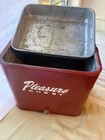 Vintage 1950s Pleasure Chest Red Metal Cooler W bottle Opener  Mid-century Retro