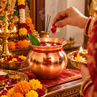 Handmade Pure Copper Pooja Lota With Lid   Without Lid  Traditional Hindu Kalash