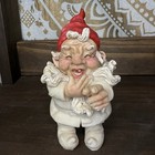 Vintage Hand-painted Ceramic Gnome Figurine Set     1970s Hobby Mold Collection