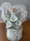 Vintage Porcelain Wedding Cake Topper Music Box