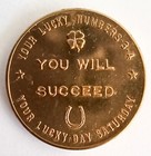 Vintage Aquarius Zodiac Good Luck Token 4 Leaf Clover Horseshoe Lucky Numbers