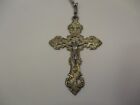 Vintage Ap Sterling Silver Rosary Cross Crucifix Clear Crystal Glass Beads Pouch