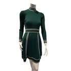 Vintage 1970   s Roncelli Green Ribbed Knit Wool Blend Fit   Flare Dress Size 9