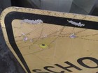 Vintage School Bus Stop Ahead Road Warning Street  Sign 30 X 30    Diagonal Yellow