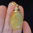 Fine Chinese Old Hand Carving Yellow White Raw Stone Jade Pendant