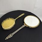 Vintage - Gold Tome Handheld Vanity Mirror   Brush -  rare 