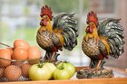 Decorative Roosters bookends  2 Pc Set  Farmhouse Decor  Handmade In Usa