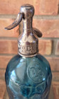 Rare Blue Embossed Glass Seltzer Bottle Argentina Soda Siphon