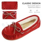  Women s Moccasin Slippers Micro Suede Warm Faux Fur Pile Lined Lace 11 Red01