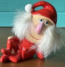 Vintage Hand Painted Pixie Elf Dwarf With White Faux Beard  Rare  1950   s Xmas