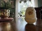 Fenton Cameo Basketweave Daisies Hand-painted  Signed   Sticker Fairy Lamp