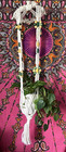 Vintage 60s 70s Mod Macrame Boho Hippie Wood Bead Plant Hanger 43  Tall