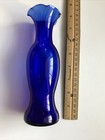Cobalt Vase Blue Glass Ruffle Top  Vintage