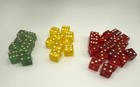 Vintage Translucent Dice Set Of 36 Red Green   9 Uv Glowing Yellow 9 16  With Wh