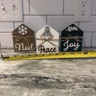 Primitive Farmhouse Wooden Painted House Set 3 For Christmas Winter Home Decor