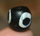 Ancient Excavated Mandrel Wound Black Glass Eye Bead From Mali  African Trade