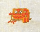Completed Crewel Orange Owl Embroidery 5x7 Finished Size