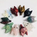 5pcs Wolf Head Pendant Mixed Natural Stone Carving Reiki Diy Necklace 43x30mm