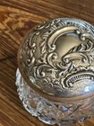 Antique Hallmarked Uk English Sterling Silver   Cut  Crystal Dresser Powder Jar