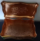 Floral Design Tin Box Mid-20th Century Hinged Rectangular 10 5 l X 6 5 w X 3 t
