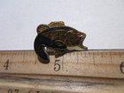 Vintage Fish Fishing Enamel Lapel Hat Pin Green Gold