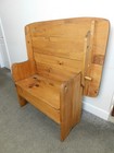 Primitive Style Country Farmhouse Wood Pine Flip Top Table   Storage Bench Ships