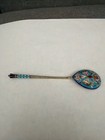 Russian Mrt 84 Zolotnik 875 Silver Cloisonne  Colorful Enamel Twist Spoon