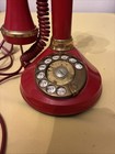 Vintage 70   s  Deco Tel Candlestick Telephone Rotary Dial Red And Gold Untested