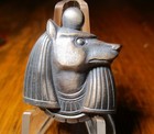 Vintage Antique French White  egytpian Dog  Realistic Metal Picture Button