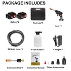 Portable Cordless Electric High Pressure Washer Spray Gun Car Wash Tool Boxset