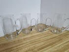 Set Of 4 Vintage Etched Glass Beer Drink Mugs Nautical Sailboat Ship 6  Gorgeous