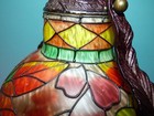 Unique Vintage Round Painted Glass Leaves Stained Glass Style Table Lamp