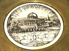 Vintage Brass   Ceramic Hebrew Plate Plaque Judaica Judaism Israel Jewish
