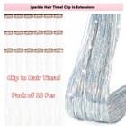 Hair Tinsel Pack Of 18 Pcs Clip In 20 5 Inch 20 Inch  Silver  