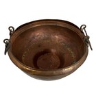 Large Hammered Copper Cauldron Footed Flower Planter   Pot Bucket Vintage