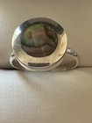 Vintage Mexico Sterling Silver Ring W  Abalone Shell Inlay- Modernist Jewelry