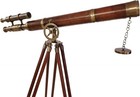 Nautical Brass Double Barrel Telescope Antique Finish Brown Premium Leather