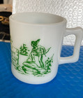 Vintage 1950s Davy Crockett White Milk Glass Mug Tv Show Promotion Bin