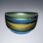 Vintage 60 s 70 s Coasters Mcm Anodized Aluminum Set Of 5 Blue Green Gold