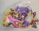 Vtg New  1980 s Plastic Yellow Chain Charm Necklace With 12 Clip On Bell Charms