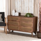 Barrett Mid-century Modern 6-drawer Wood Dresser In Walnut Walnut Mid-century Mo
