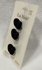 3x Vintage 60s 70s 80s La Mode Black Buttons  20303 - 5 8   16mm  - Washable