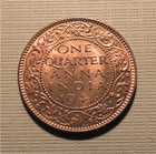India-british-1941 -nice Bu 1 4 Anna-geo V- 2nd Head- Calcutta Mint- Km 531 Hge