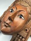 Antique Qing Dynasty 19th C Chinese Hand Carved Rose Wood Mask Flower Empress